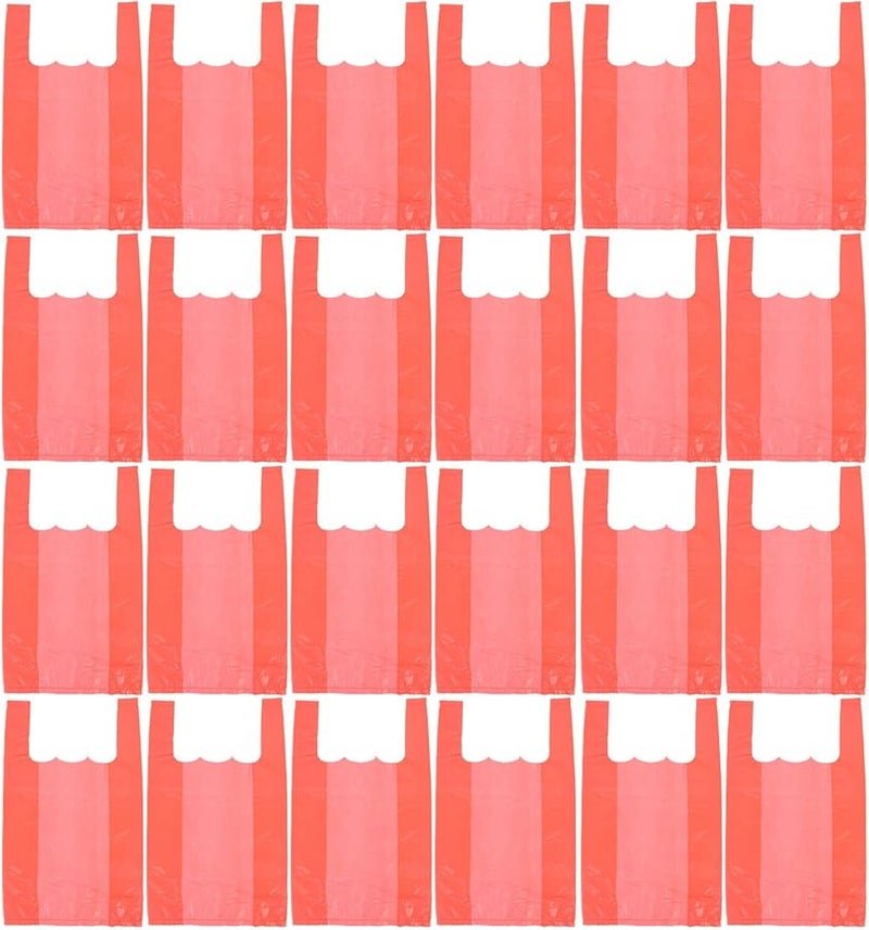 50 قطعة من أكياس القمامة البلاستيكية الحمراء السميكة بمقابض 20 × 32 سم، أكياس نفايات مطبخ متينة - Image 1